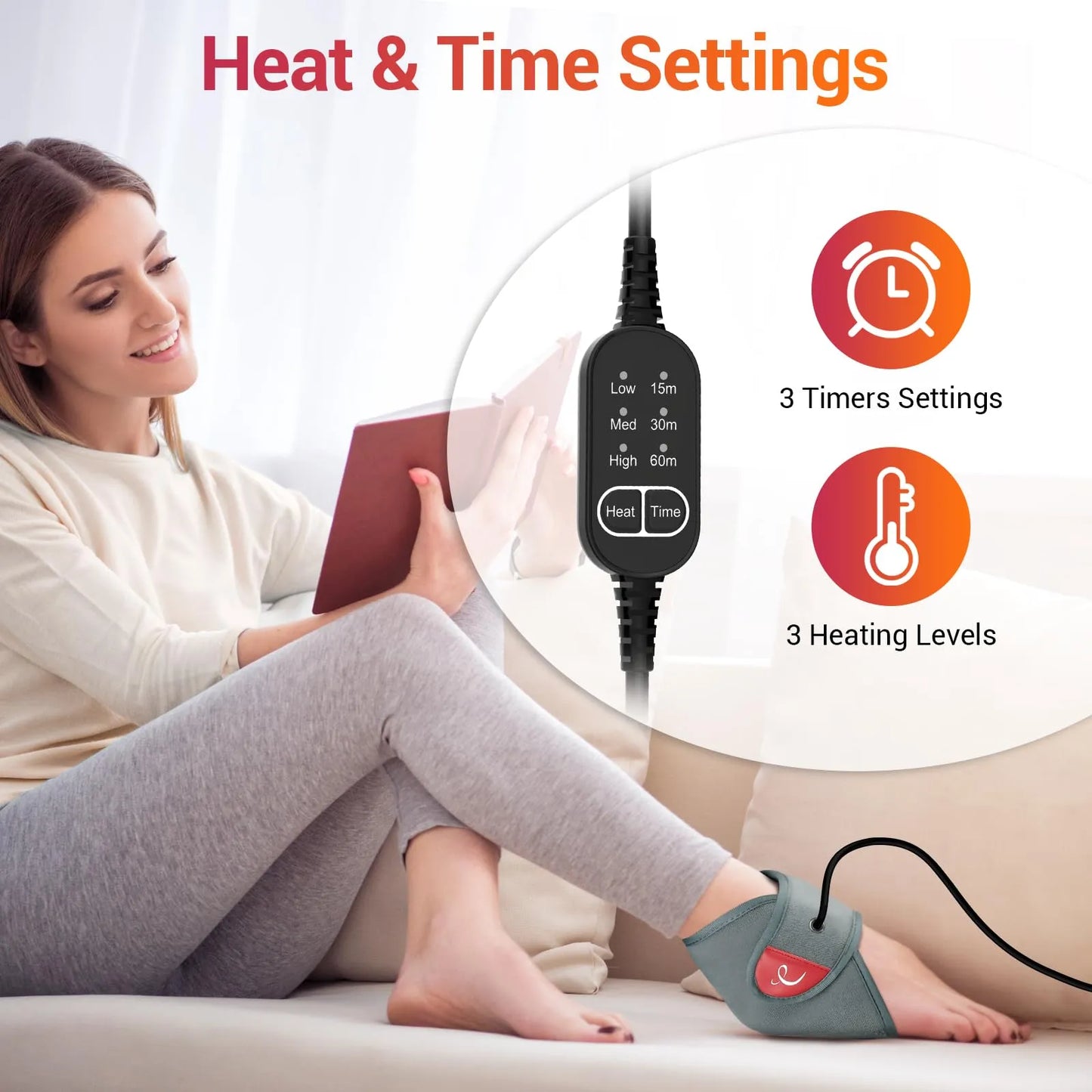 Almohadilla Termica Portatil USB Para Tobillo Y Pies Con 3 Niveles De Calor Alivio Dolor Tendinitis