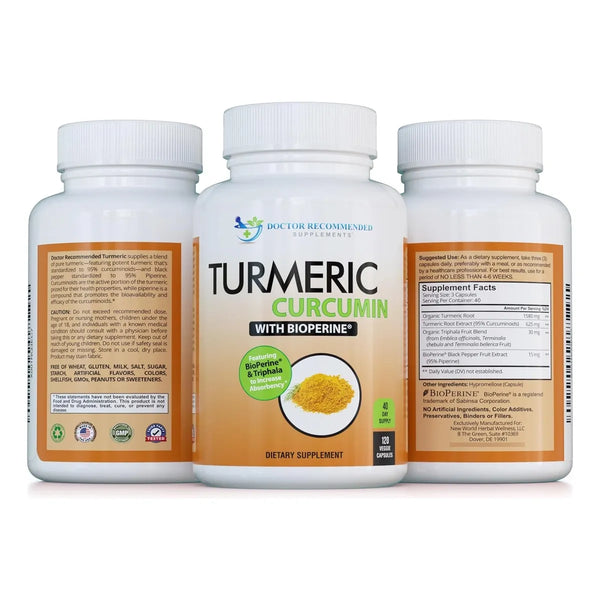 Cápsulas Vegetales De Curcumina 2250 Mg 95 Curcuminoides Con Bioperine Y Triphala