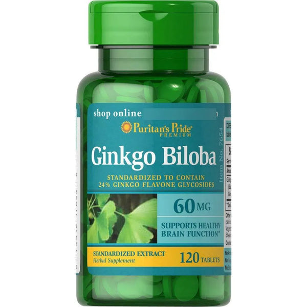 Extracto De Ginkgo Biloba Estandarizado 60 Mg 120 Tabletas Puritan's Pride