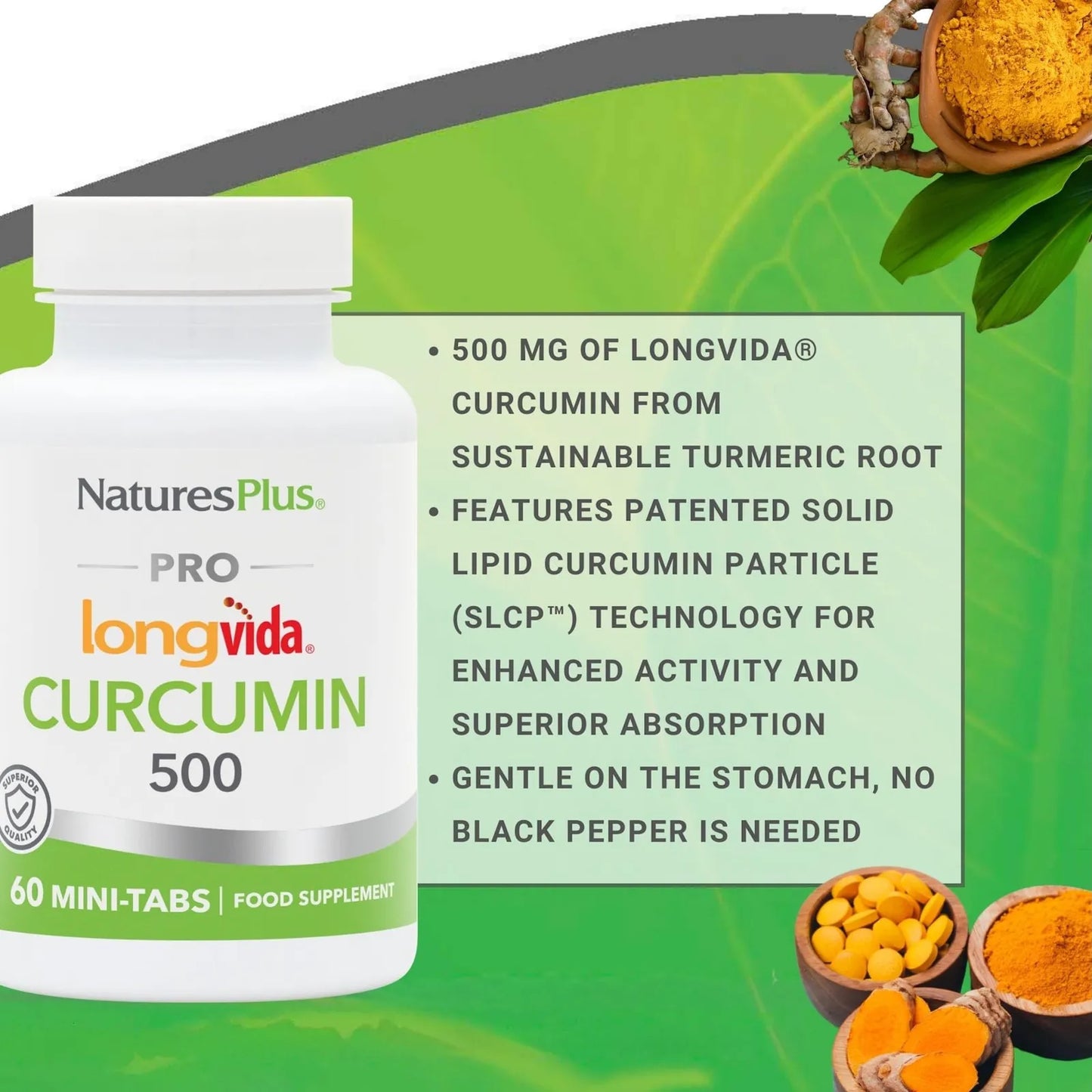 Natures Plus Pro Longvida Curcumina 1000 Mg 60 Mini Pestañas Antioxidante Sin Omg Vegano