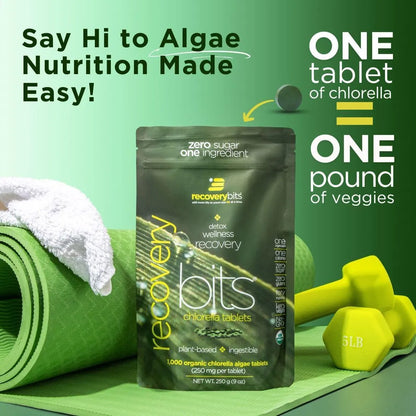 Tabletas Orgánicas De Chlorella RECOVERYbits Superalimento Vegano