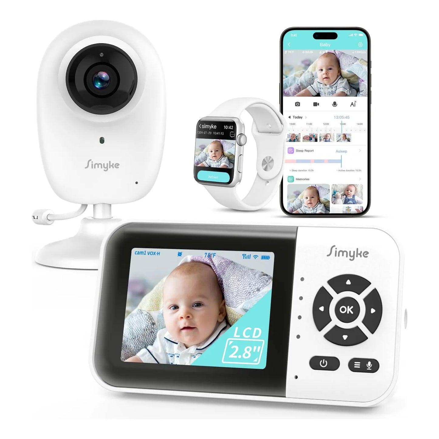 Monitor De Bebé Video Inteligente 2.8 Pulgadas Cámara 1080p Con WiFi Y Visión Nocturna