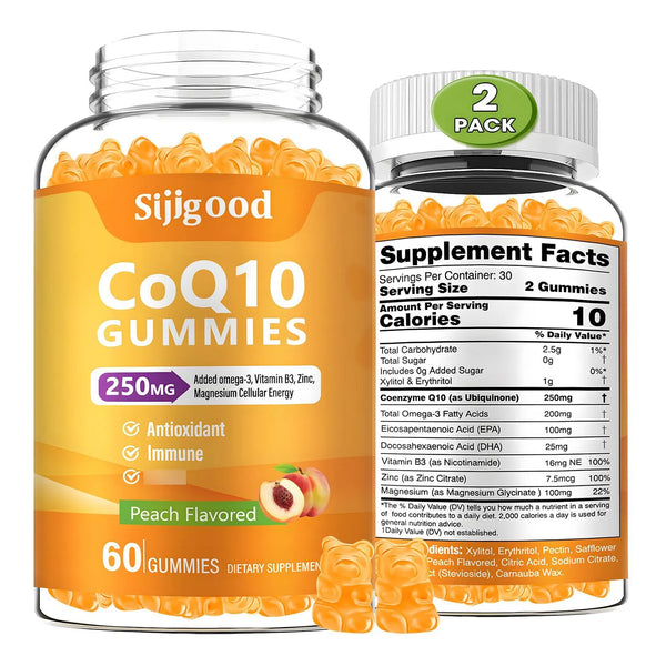 Gomitas Energéticas CoQ10 Con Omega3 Vitamina B3 Zinc Magnesio Paquete X2