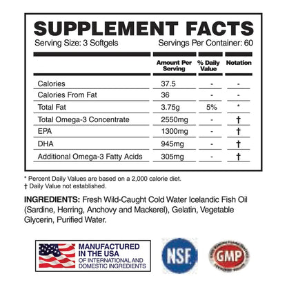 Aceite De Pescado Omega 3 EPA DHA 180 Capsulas Blandas Alpha Of Omegas