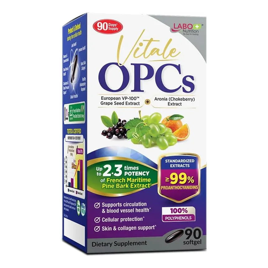 Vitale OPCs Extracto De Semilla De Uva Europea Premium Con Aronia Y Bioflavonoides Para Piel Radiante Y Protección Celular
