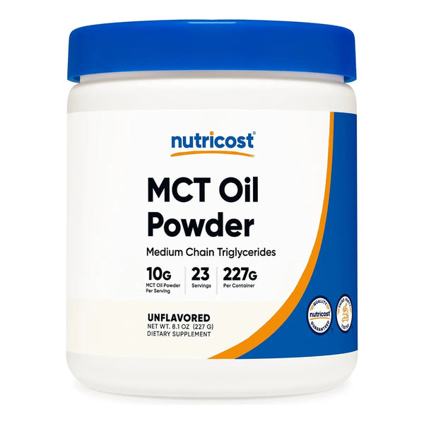 Aceite En Polvo MCT Nutricost 05 Lb Ideal Para Dieta Cetogenica Y Cetosis Sin Carbohidratos Ni Gluten