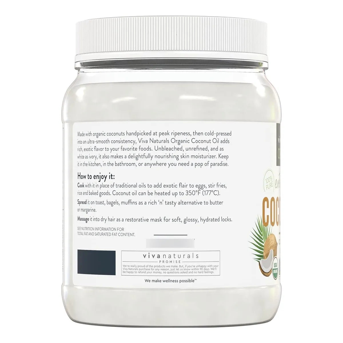 Aceite De Coco Extra Virgen Organico Prensado En Frio 1.6 Lb Sabor Fresco Y Multiusos