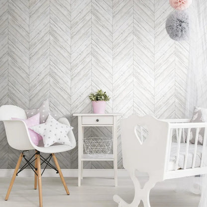 Papel Pintado Autoadhesivo Tablas Madera Espiga Blanca 1 Metro Decoracion Paredes