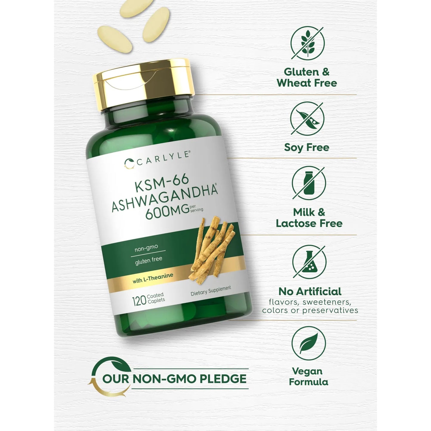 Ashwagandha KSM66 600mg Con LTeanina 120 Comprimidos Vegano Sin Gluten