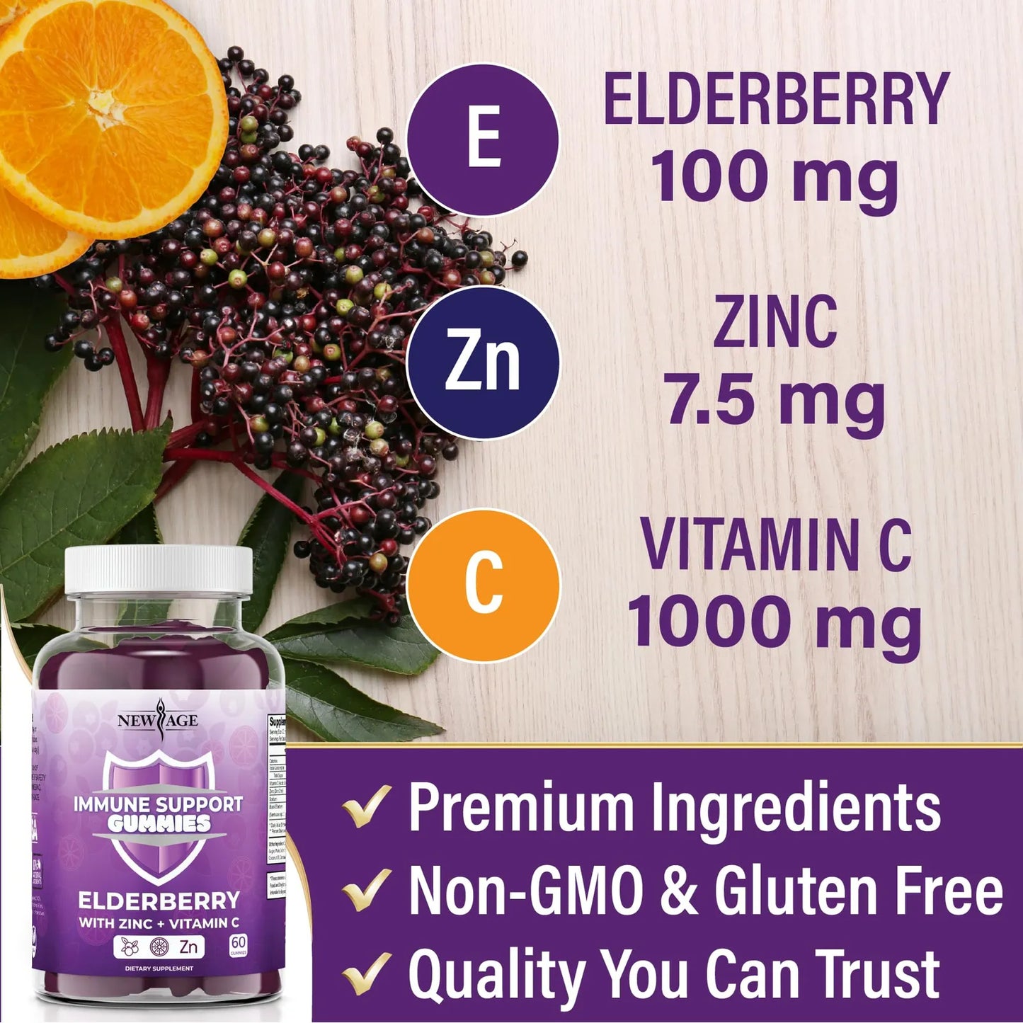 Gomitas Sambucus Elderberry Con Vitamina C Y Zinc 180 Unidades Apoyo Inmune