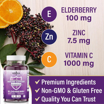 Gomitas Sambucus Elderberry Con Vitamina C Y Zinc 180 Unidades Apoyo Inmune