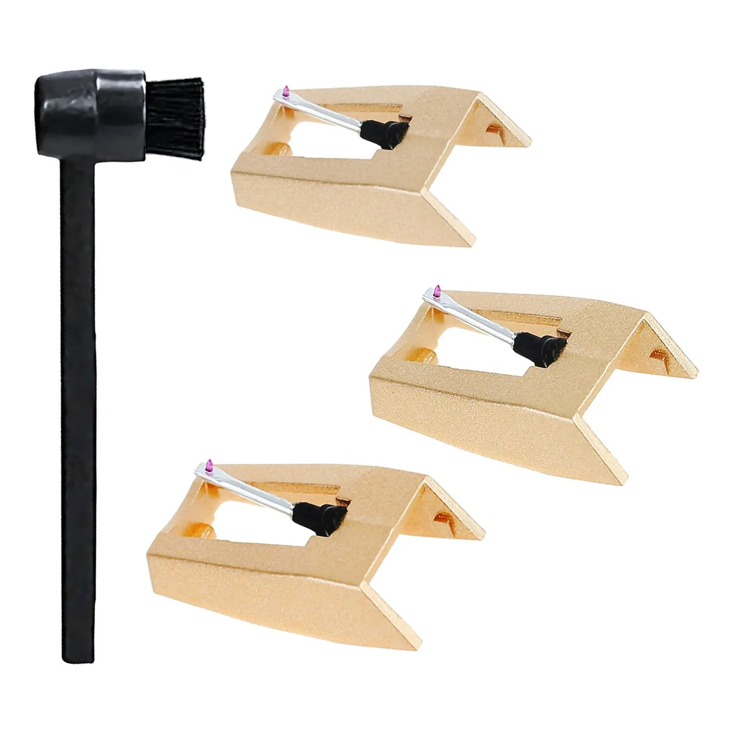 Pack De 3 Agujas Diamante Para Tocadiscos Vinilo Con Cepillo Limpieza Sonido Premium