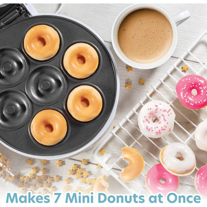 Mini Donut Maker Eléctrica Haz 7 Donas En Minutos Antiadherente Y Fácil Limpieza