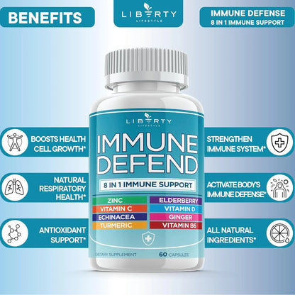 Defensa Inmunológica 8 En 1 Vitaminas Zinc 50 Mg Vitamina C Saúco D3