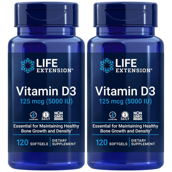 Vitamina D3 5000 UI 240 Capsulas Blandas Life Extension Paquete Doble