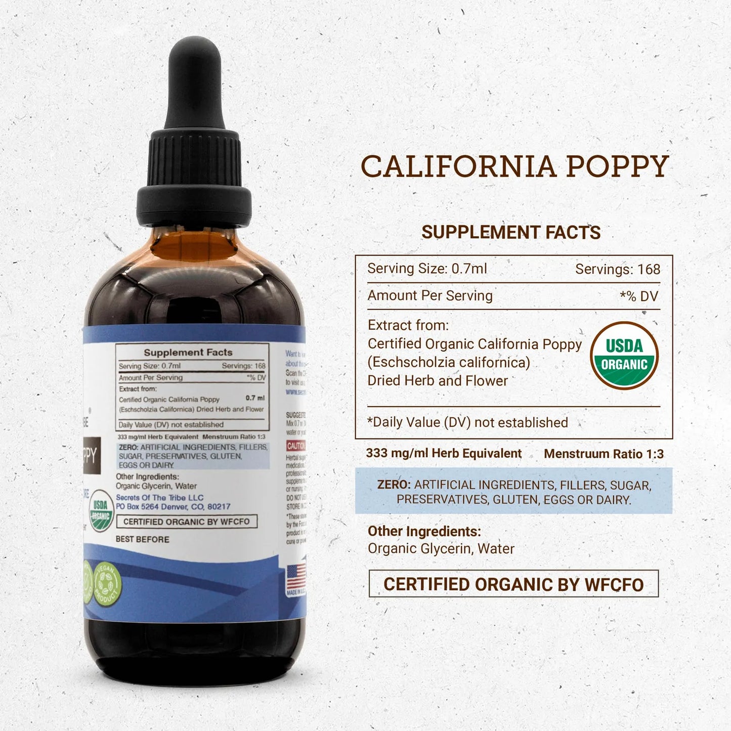 Tintura Organica De Amapola De California Extracto Sin Alcohol Gotas Herbales