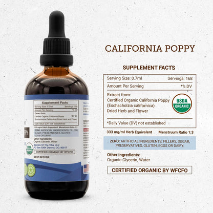 Tintura Organica De Amapola De California Extracto Sin Alcohol Gotas Herbales