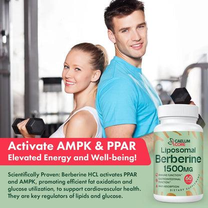 Berberina Liposomal HCL 1500mg Activa AMPK GLP1 Alta Biodisponibilidad Suplemento Salud
