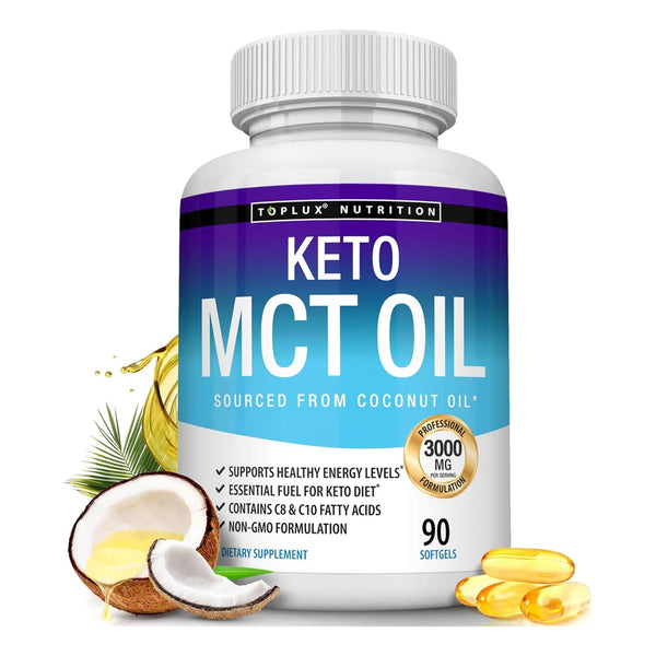 Capsulas De Aceite MCT 3000 Mg Extracto De Coco Puro Energia Keto