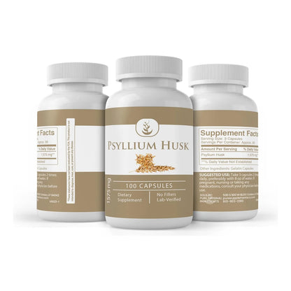 Capsulas De Cascara De Psyllium 100 Unidades Fibra Pura Sin Aditivos
