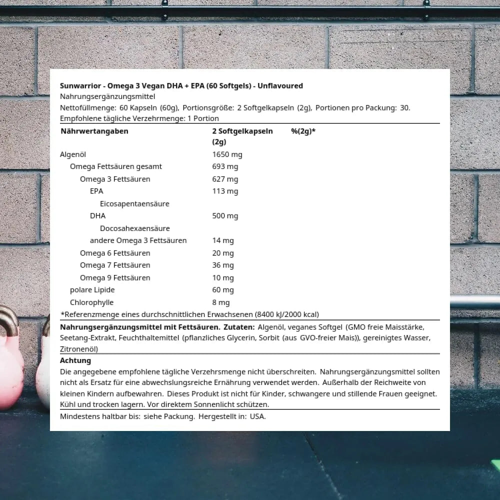 Suplemento Vegano Omega 3 Dha Epa Aceite De Algas 60 Capsulas