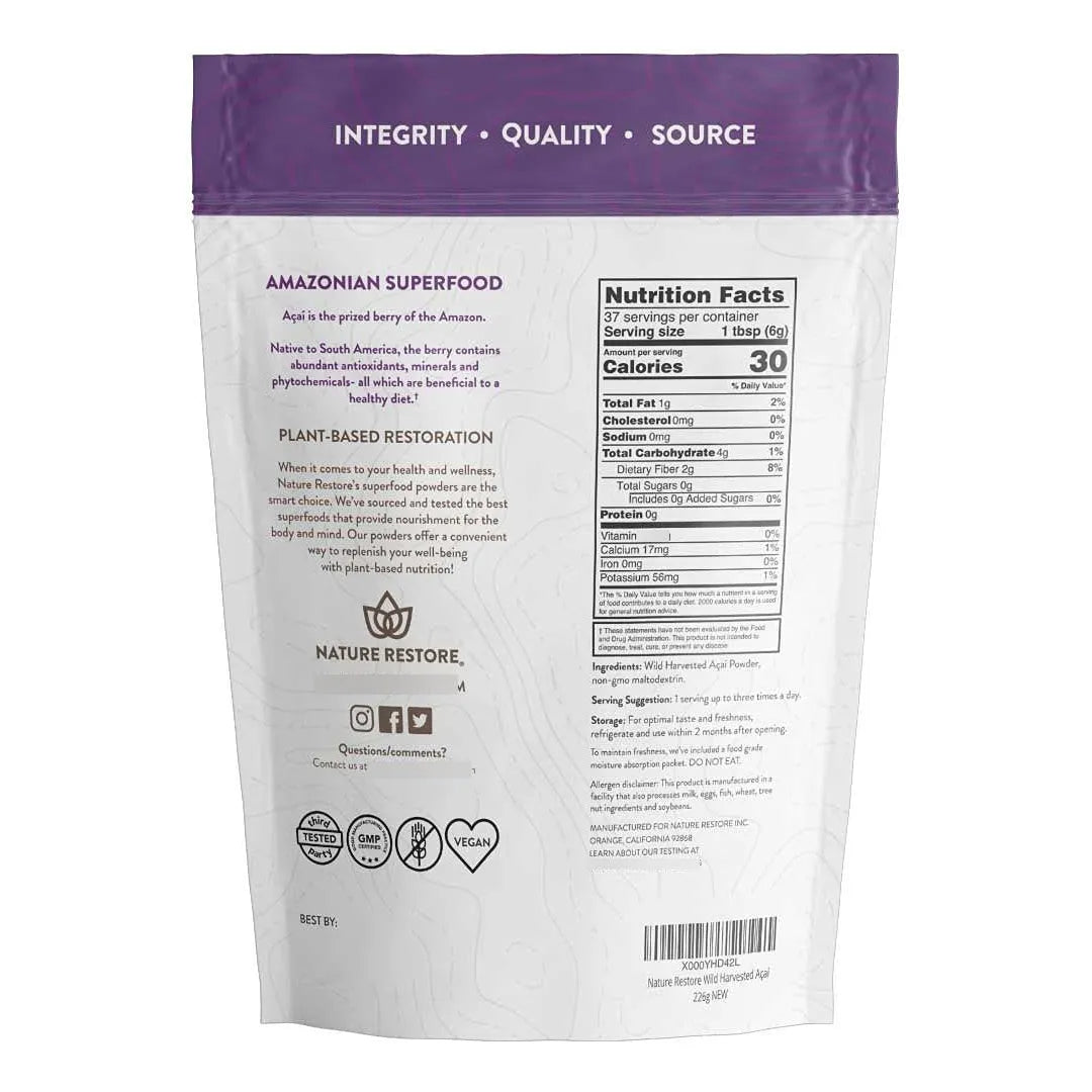 Polvo De Bayas De Acai Brasileñas Cosechadas Silvestres 8 Onzas Sin Omg Sin Gluten