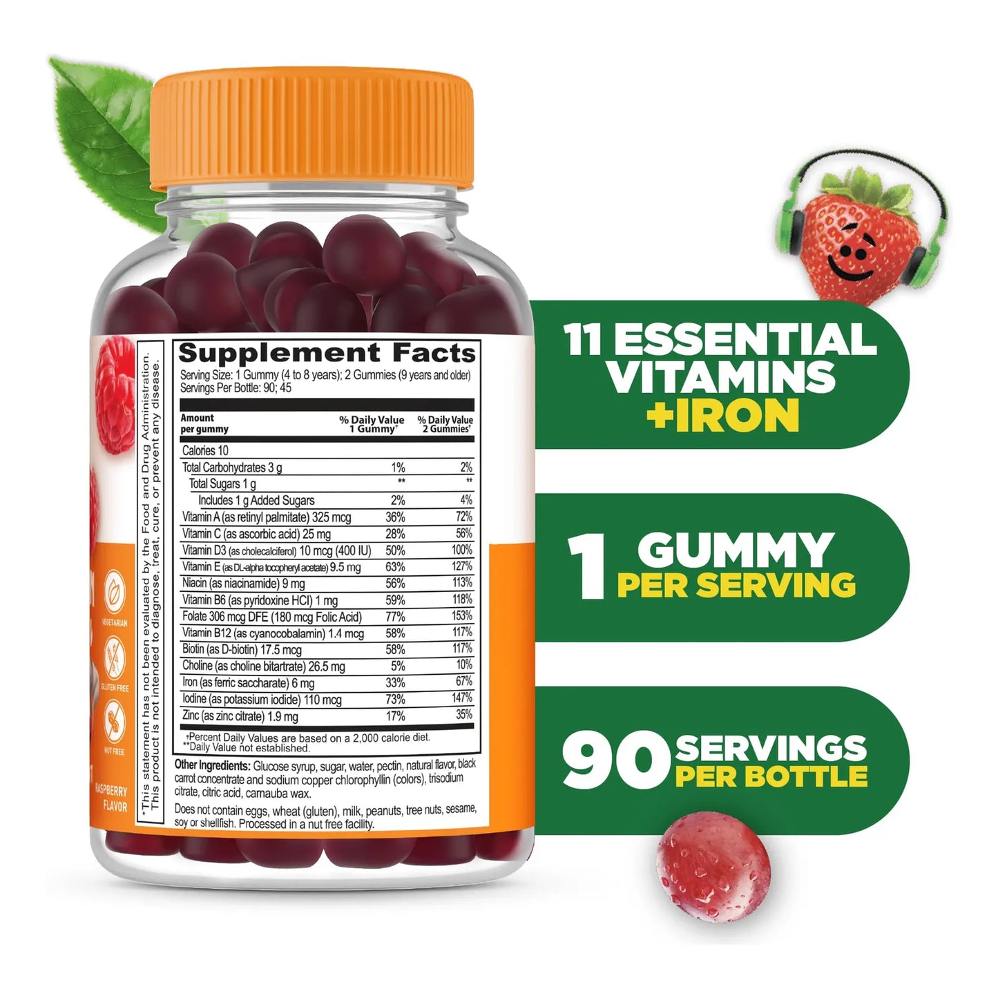 Multivitamínico Infantil Gomitas De Hierro 90 Unidades Sabor Delicioso