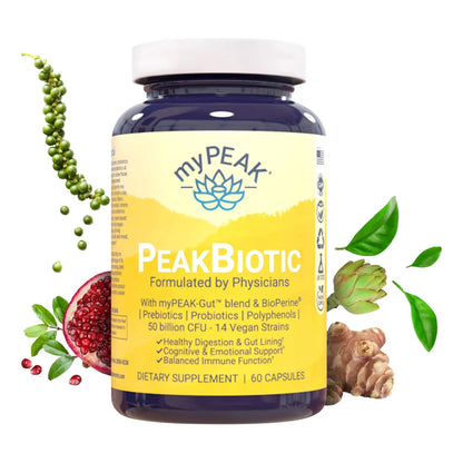PeakBiotic Sinbiótico 50 Mil Millones UFC Probióticos Veganos Prebióticos Postbióticos