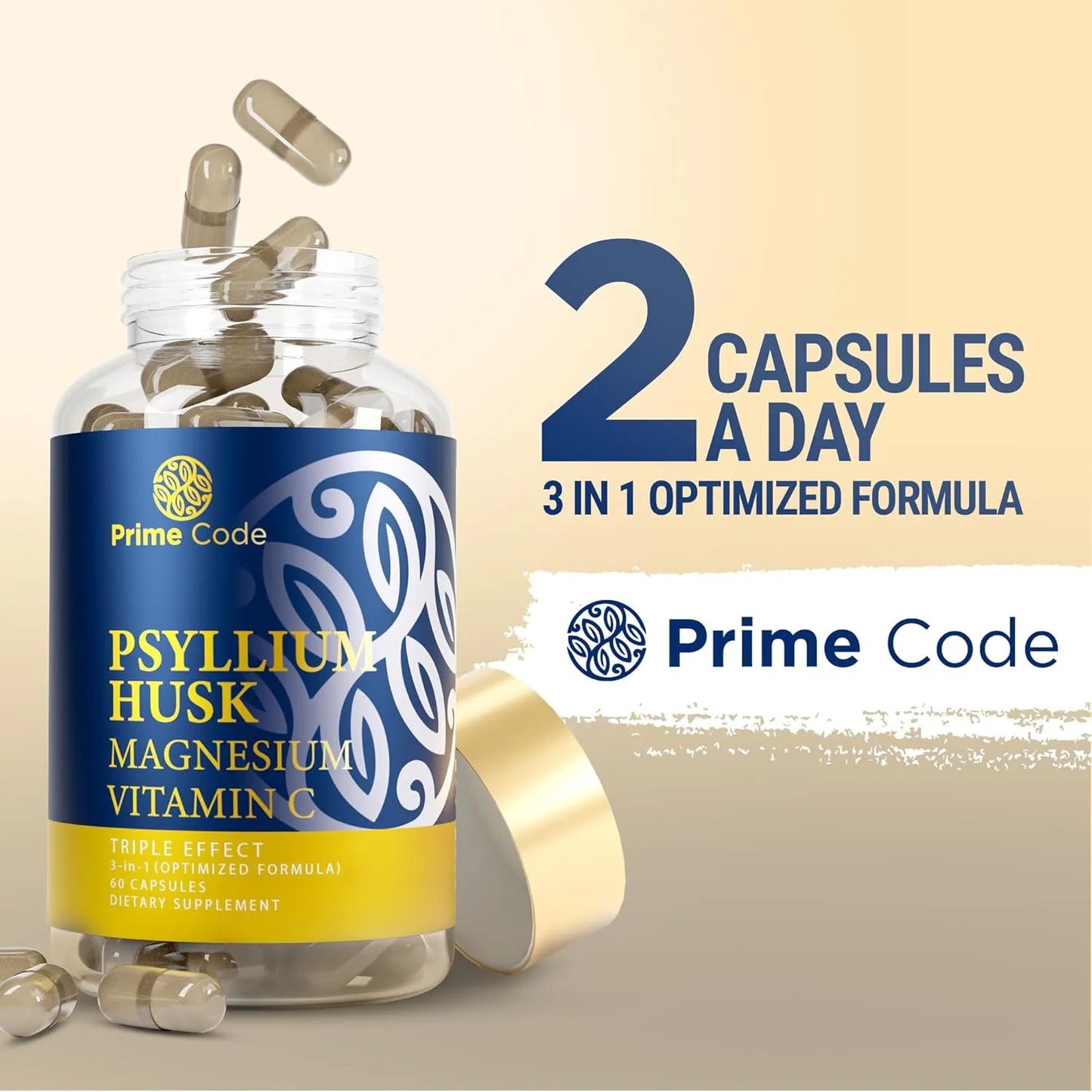 Capsulas De Cascara De Psyllium 1000mg Con Citrato De Magnesio Y Vitamina C Salud Digestiva