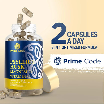 Capsulas De Cascara De Psyllium 1000mg Con Citrato De Magnesio Y Vitamina C Salud Digestiva