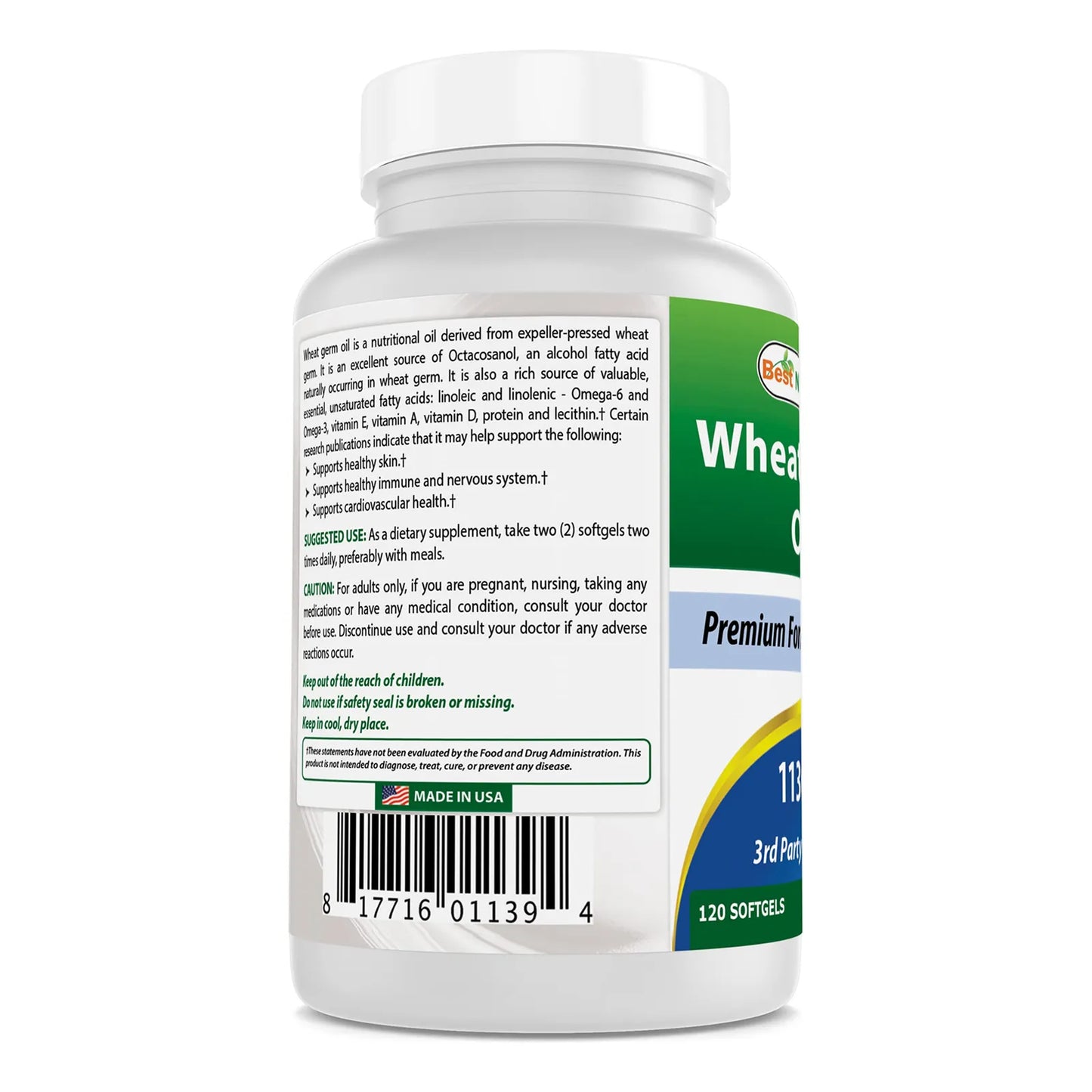 Aceite De Germen De Trigo 1130 Mg 120 Capsulas Blandas Piel Radiante Y Salud Cardiovascular