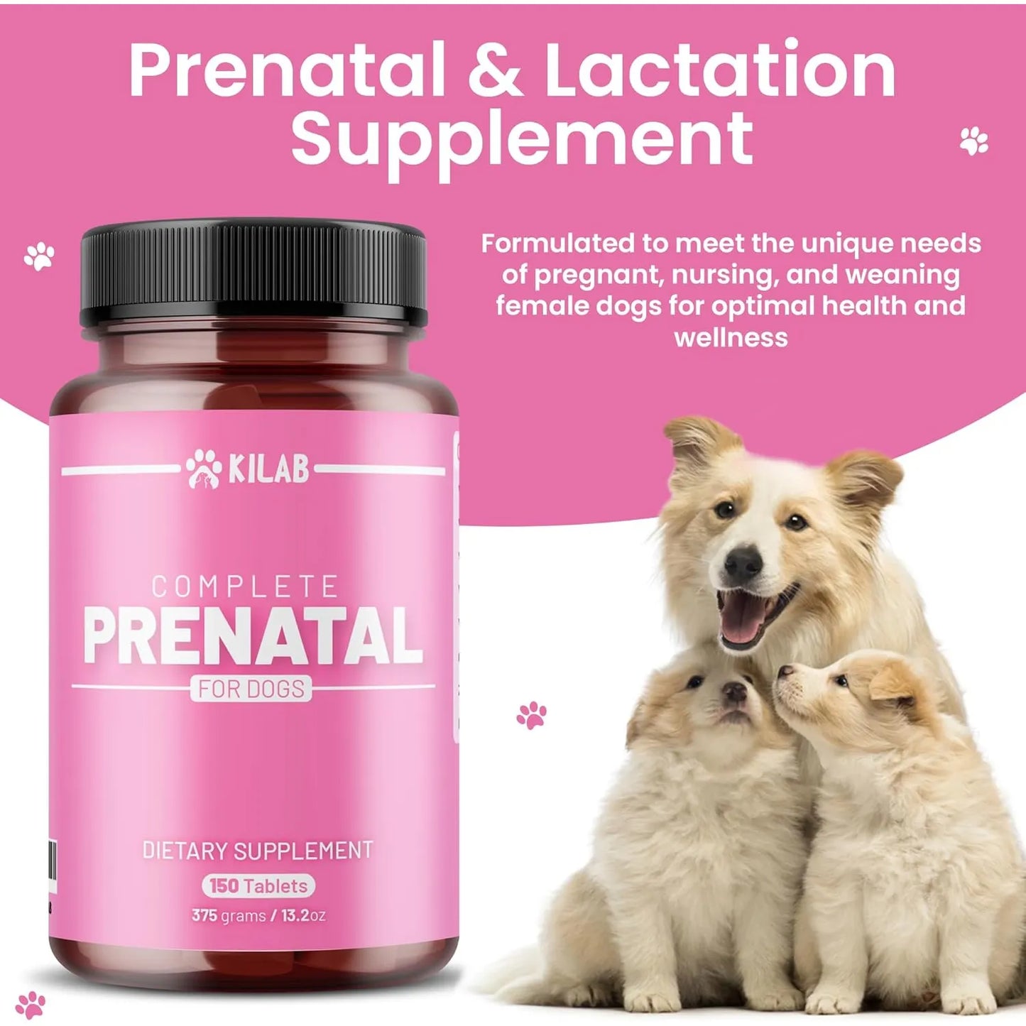 Suplemento Prenatal Para Perras 150 Tabletas Con Hierro DHA Probióticos