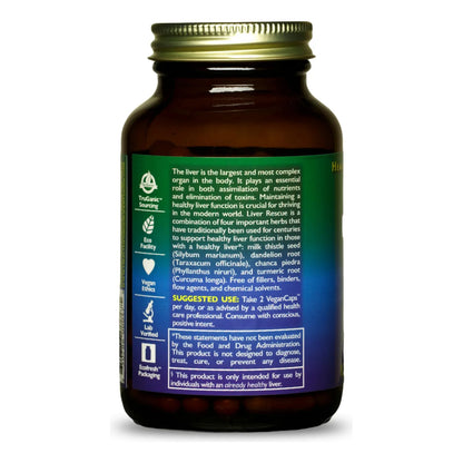 Liver Rescue 120 Capsulas Desintoxicante Hepatico Natural Con Cardo Mariano Y Diente De Leon Vegano Sin Gluten