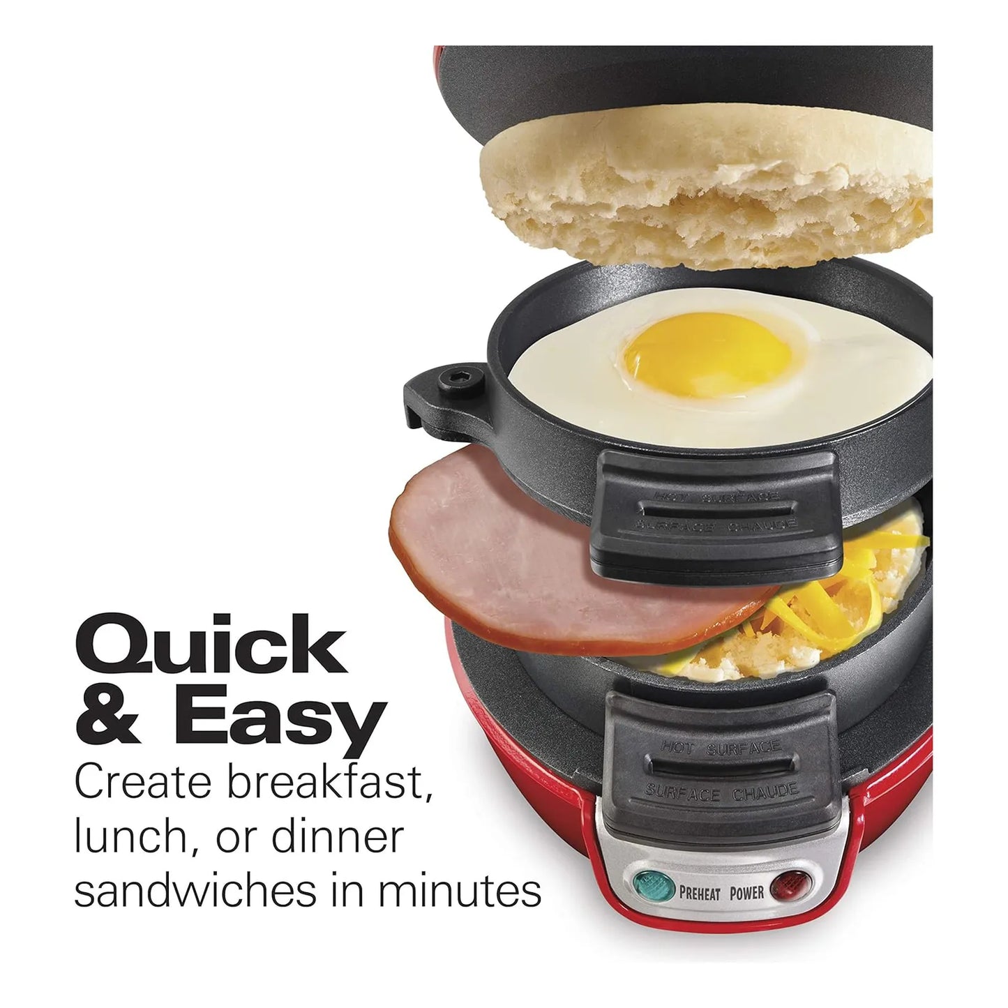 Sandwichera Desayuno Hamilton Beach Rojo Prepara Sándwiches En 5 Minutos