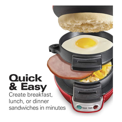 Sandwichera Desayuno Hamilton Beach Rojo Prepara Sándwiches En 5 Minutos