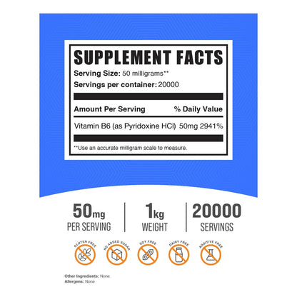 Vitamina B6 En Polvo 50 Mg Piridoxina Hcl Apoyo Inmunológico Y Energía