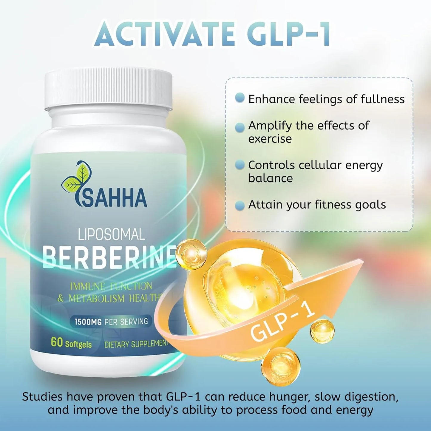 Cápsulas Liposomales Berberina 1500mg Sahha Absorción Superior Efecto Antioxidante