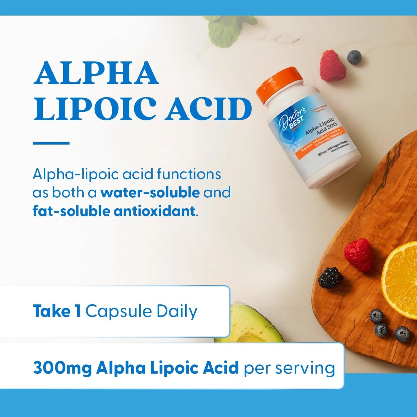 Doctors Best Alpha Lipoic Acid 300 Mg Antioxidante Balance Glucémico 180 Cápsulas Veganas