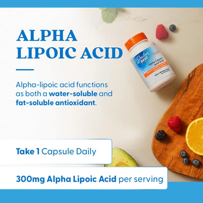 Doctors Best Alpha Lipoic Acid 300 Mg Antioxidante Balance Glucémico 180 Cápsulas Veganas