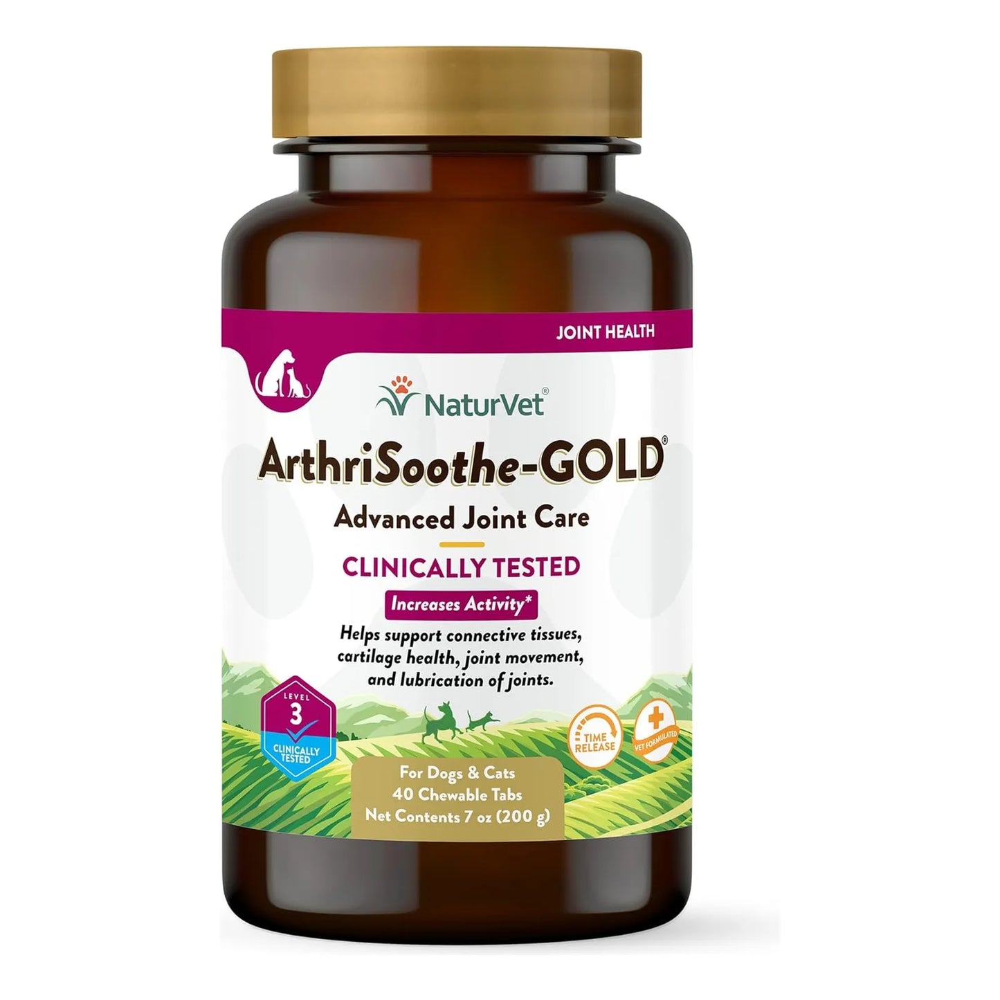 NaturVet ArthriSoothe Gold Nivel 3 Suplemento Articular Para Perros Y Gatos Con MSM Y Glucosamina