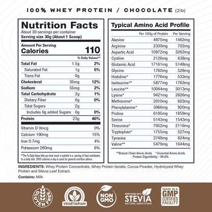 Proteína De Suero De Leche 100% Chocolate 900g Mezcla Fácil Sabor Delicioso