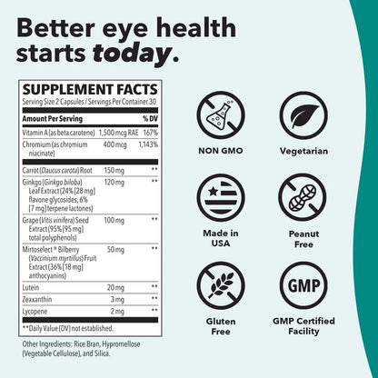 VisibiliT Eye Complejo Ocular Con Antioxidantes 60 Capsulas Mejora Vision Nocturna Y Alivia Fatiga