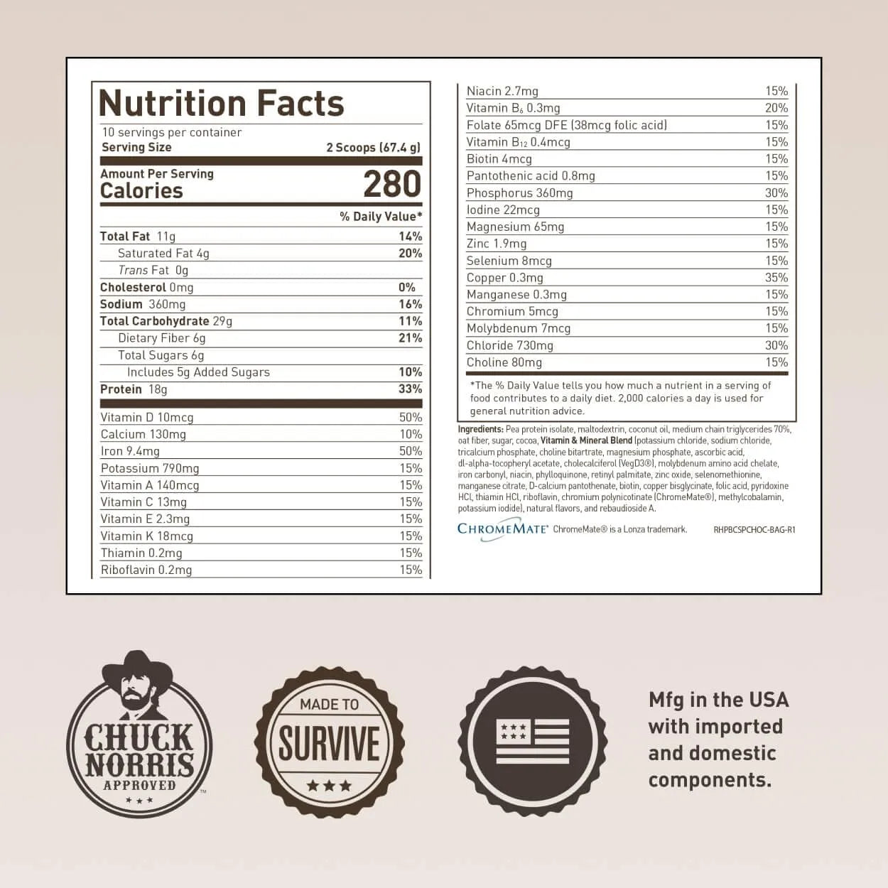 Batido Nutricional Completo Basecamp Sabor Chocolate 18g Proteína Plantas