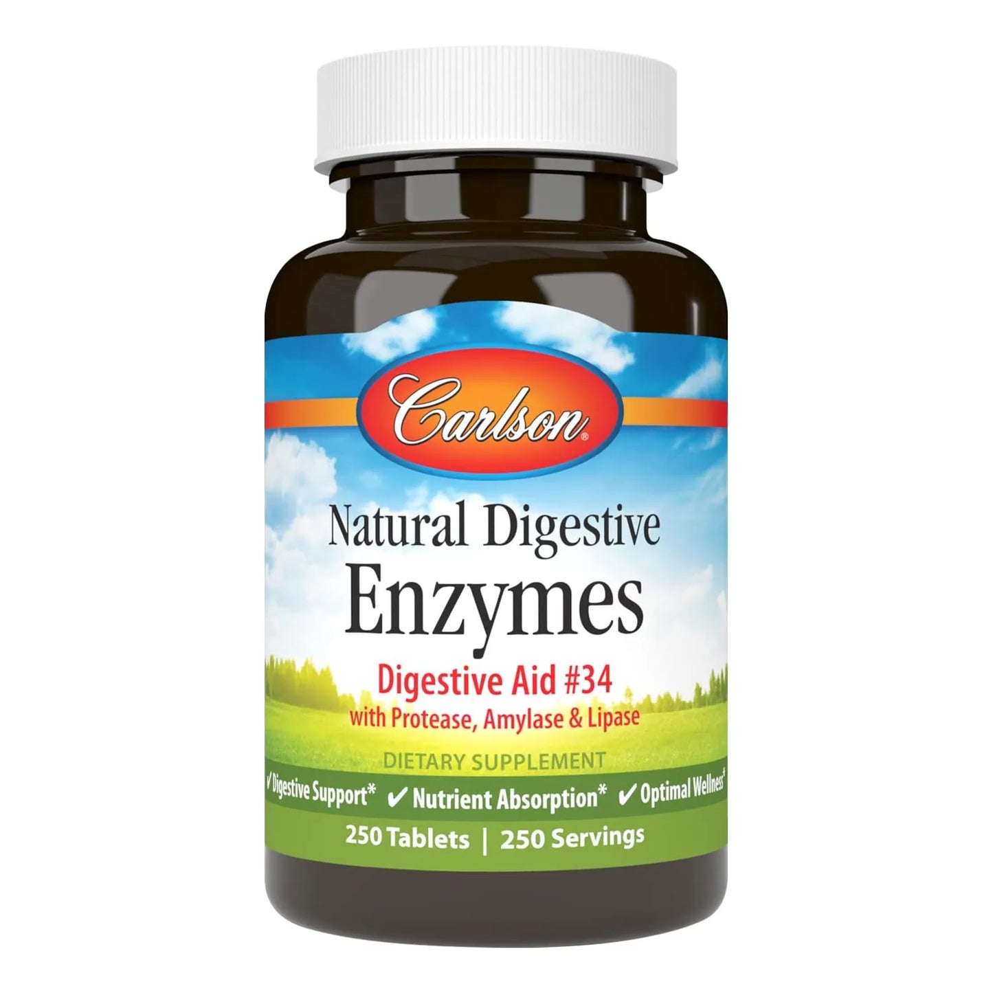 Enzimas Digestivas Naturales 250 Tabletas Soporte Digestivo Absorcion Nutrientes
