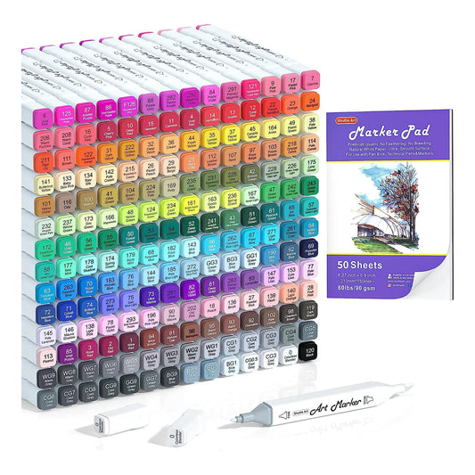 Marcadores Doble Punta Shuttle Art 204 Colores Set Profesional Con Licuadora Y Accesorios