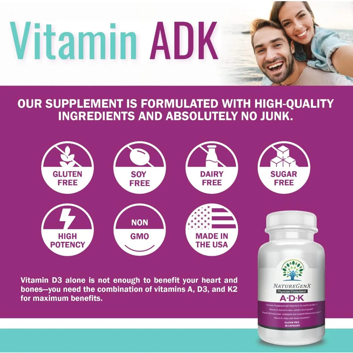 Vitaminas A D3 K2 Salud Ósea 60 Cápsulas Paquete 2 Mejoradas