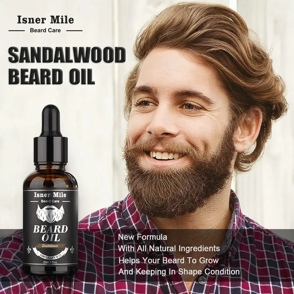 Kit Para Barba Isner Mile Completo Champú Aceite Bálsamo Cepillo Tijeras