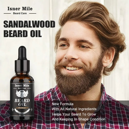 Kit Para Barba Isner Mile Completo Champú Aceite Bálsamo Cepillo Tijeras