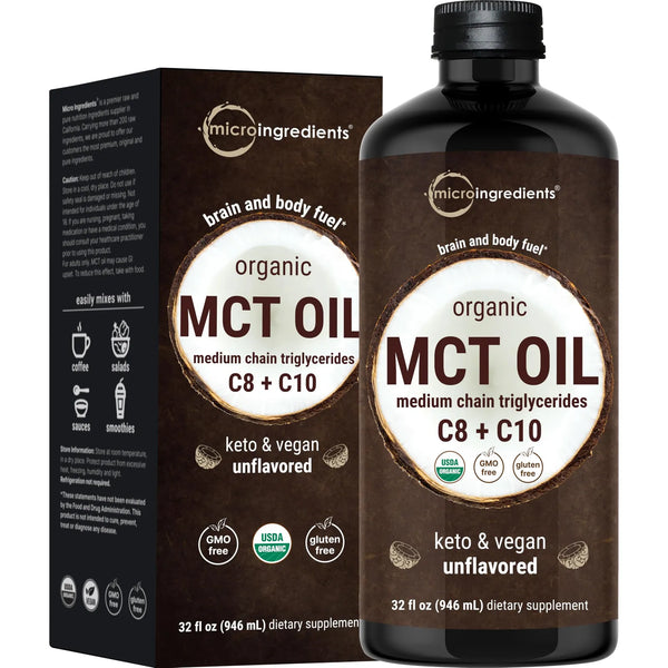 Aceite MCT Organico 32 Onzas Combustible Cerebral Keto Sin Sabor