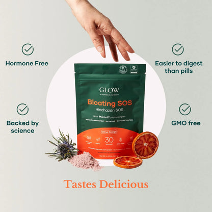 Glow Bloating SOS Powder Alivio Hinchazón Metabolismo Salud Intestinal
